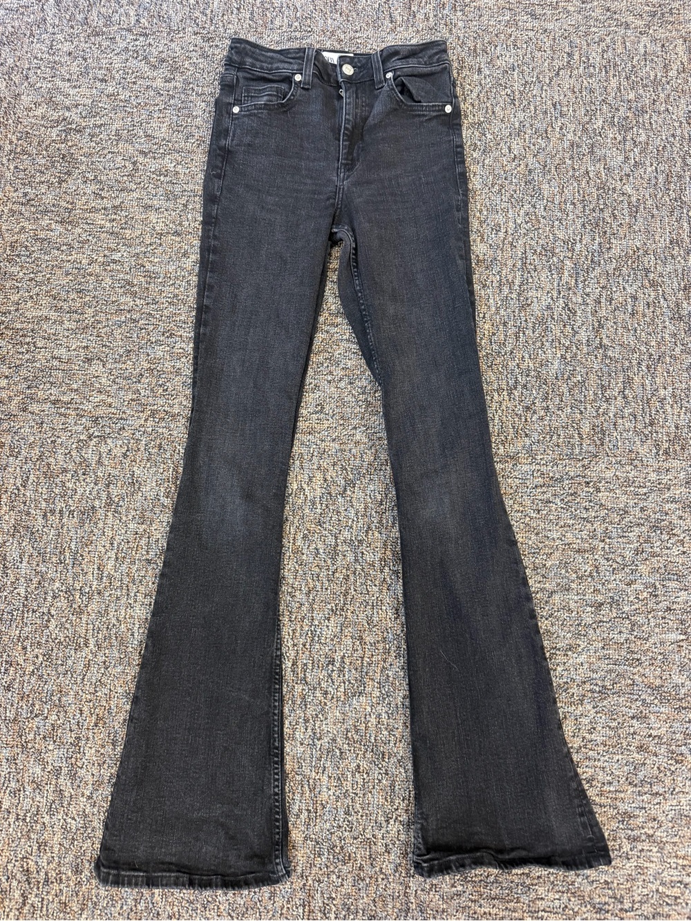 Zara Black Flared Women’s Jeans Size 4 Bell Bottom Faded Denim Y2K Boho Grunge